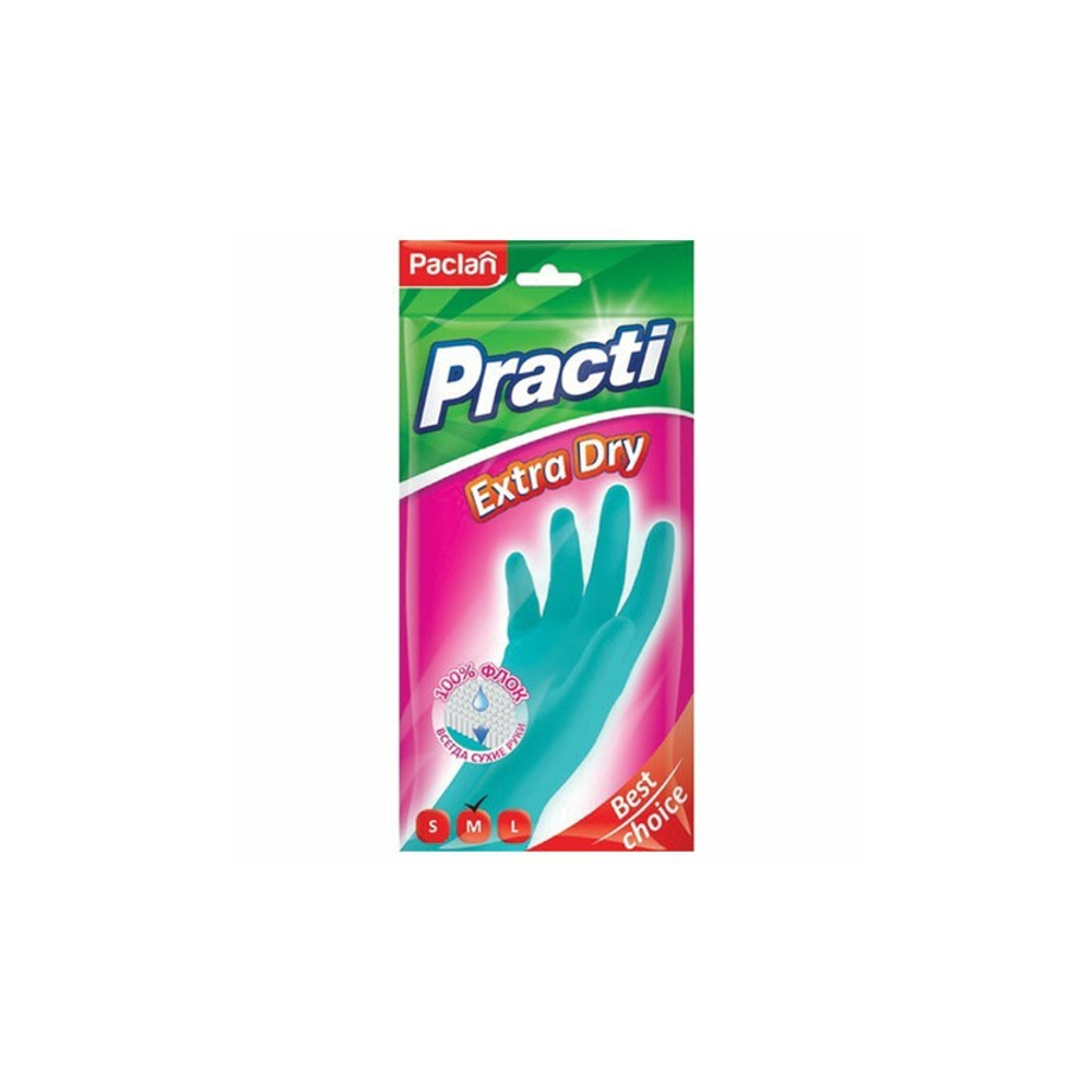Перчатки резиновые с х/б напыл. PACLAN Practi Extra Dry 100% флок, размер М