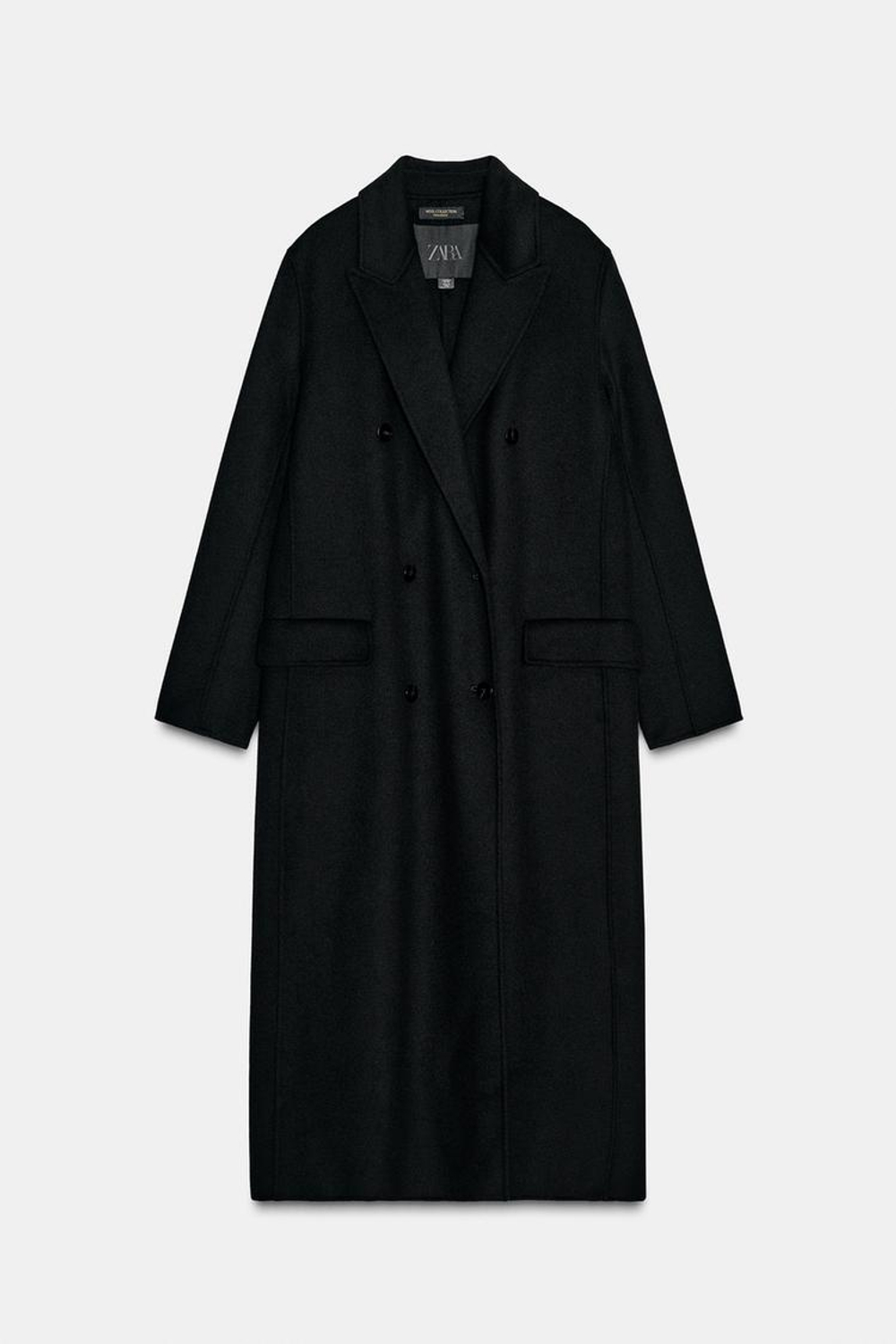 ZARA ПАЛЬТО ИЗ СМЕСОВОЙ ШЕРСТИ — ZW COLLECTION LIMITED EDITION, ЧЕРНЫЙ