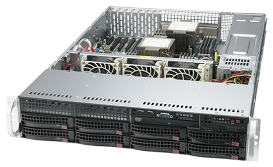 Сервер Supermicro SuperServer SYS-620P-TR без процессора/без ОЗУ/без накопителей/количество отсеков 3.5 hot swap: 8/2 x 1200 Вт/LAN 1 Гбит/c
