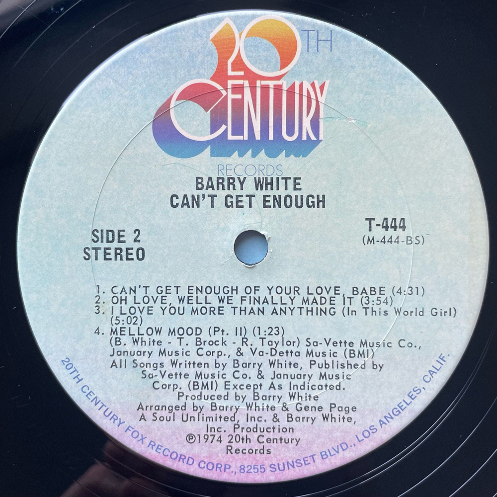 Винтажная виниловая пластинка LP Barry White, Can't Get Enough (США 1974)