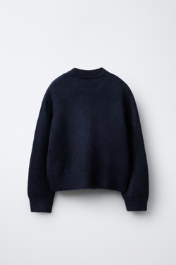 ZARA ВЯЗАНЫЙ ДЖЕМПЕР С СОБАКОЙ, МОРСКОЙ СИНИЙ