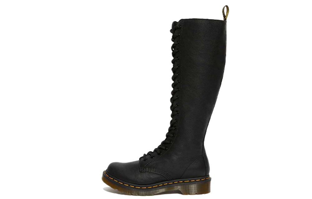 Dr.Martens Martin 1B60 Virginia Leather Simple Solid Coloured High Boots Women's Black