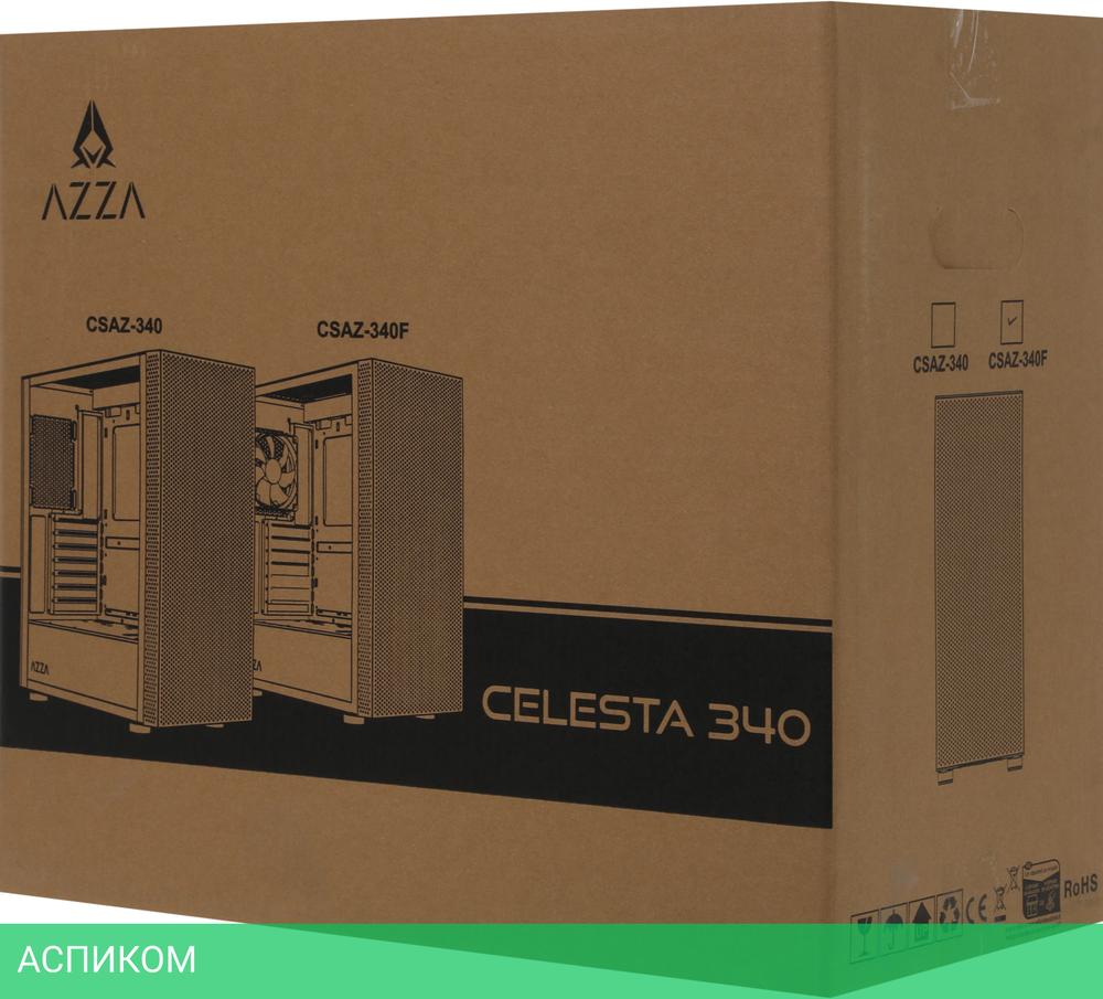 Корпус Azza Celesta F черный без БП (CSAZ-340F)