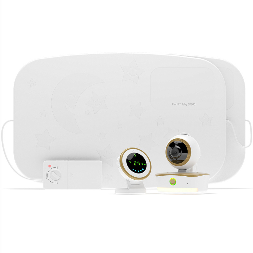 Радио-видеоняня с двойным монитором дыхания Ramili Baby RV1800SP2 с повышенной дальностью 3-в-1 Wi-Fi Full HD