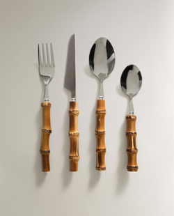 Zara Home набор столовых приборов из нержавеющей стали, цвет коричневый, 24 см