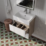 Тумба подвесная с ящиками IDDIS Zodiac, 50 см, белая/под дерево, ZOD5AB0i95