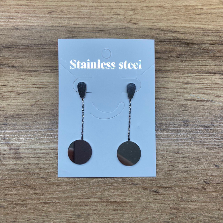 Серьги-гвоздики капля перевернутая жгутики Круг цвет серебристый