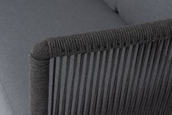 "Верона" диван модульный плетеный из роупа, каркас алюминий темно-серый (RAL7024) муар, роуп темно-серый круглый, ткань темно-серая 027