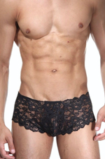 Мужские кружевные трусики-шорты (Размер: S-M) (Цвет: черный)