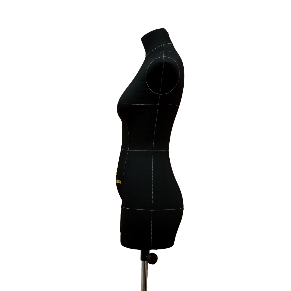 Манекен портновский Моника, тип фигуры Груша, торс, вид сбоку, размер 44, цвет черный.