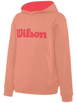 Кофта для мальчика теннисная Wilson Youth Script Cotton PO Hoody - papaya