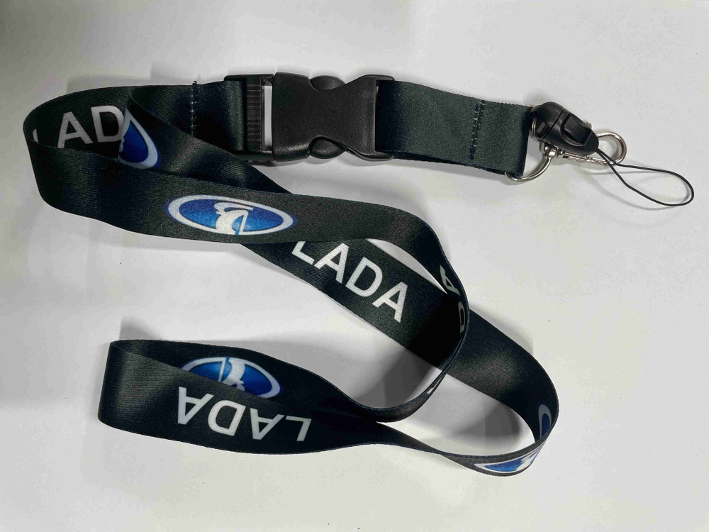 LADA (Черный) / Брелок, шнурок для ключей на шею Lada (лада), ланъярд, крафт, черный (1 шт)
