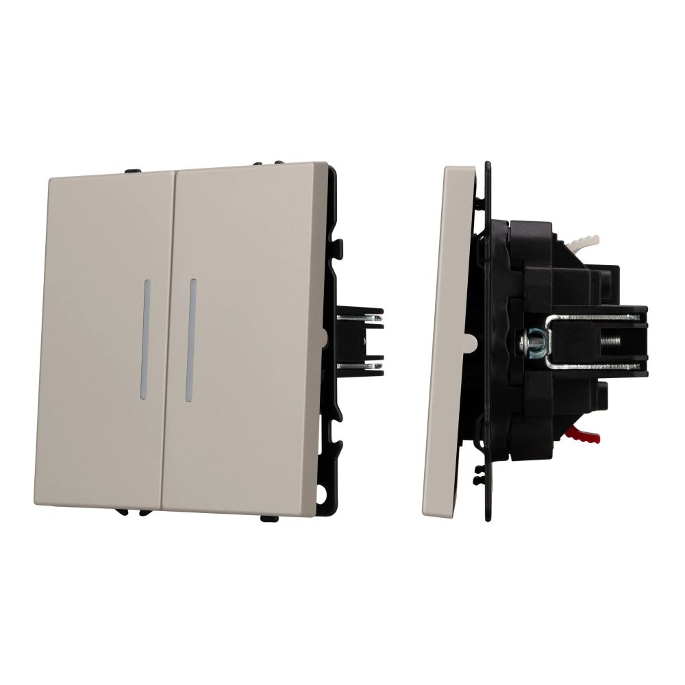 Механизм выключателя двухклавишный непроходной LED SWT-NOBE-MK02-SFPL-L-CA (230V, 10A) (Arlight, Кашемир) 059417