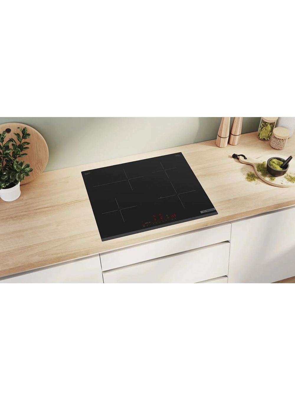 Встраиваемая индукционная панель BOSCH PIF63KHC1E, независимая, 4 конфорки, чёрная