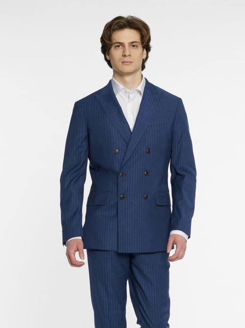 Двубортный костюм мужской (синий) С10