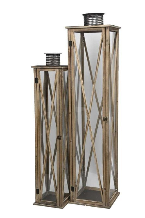 Набор из 2-х подсвечников "Маркус" 22x22x104см/30x30x127см  Стекло,дерево,металл