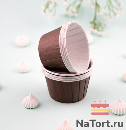 Формы бумажные с ламинацией «Маффин» 50х40 мм (Коричневый) 100 шт