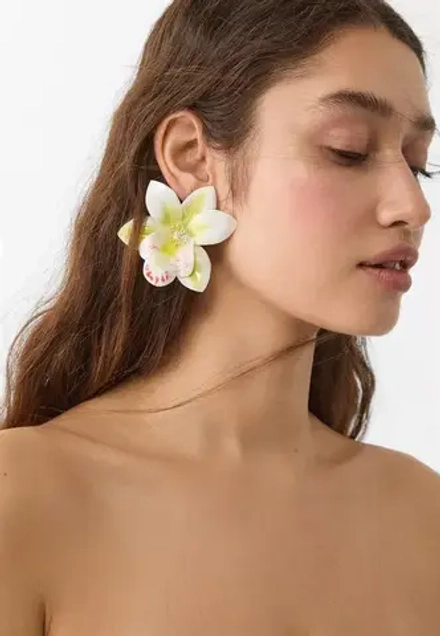 STRADIVARIUS Серьги в виде цветка орхидеи, экрю
