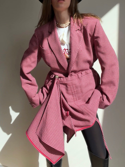 Баска-фартук с кулисками из малиновой шерсти