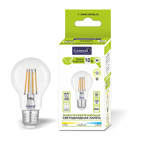 Лампа GLDEN-A60S-10-230-E27-2700 1/10/100