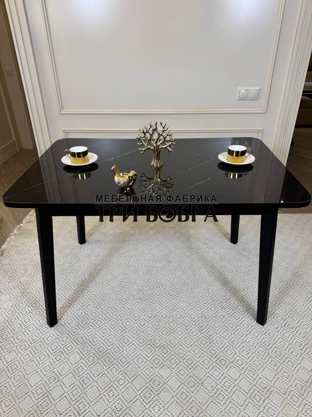 Кухонный раздвижной стол "Модерн", черный мрамор