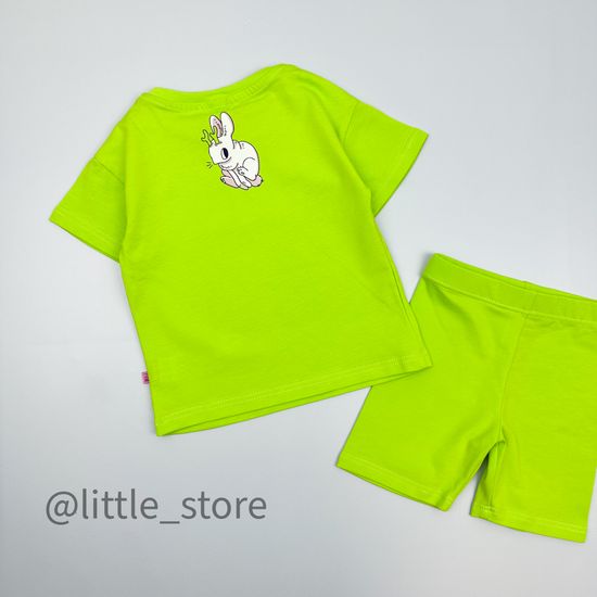 Комплект хлопковый с велосипедками, Сочный лайм