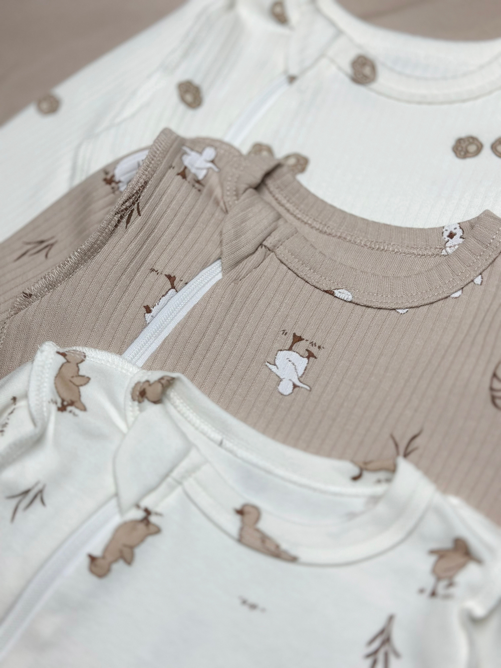 Комбинезон швы наружу на молнии Лапки Рубчик Экрю RinaAmari