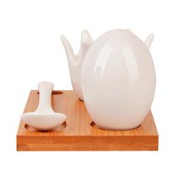 Набор на подставке: подставка для яйца, солонка, ложка "Naturel" 11,5*8*5см (подарочная упаковка)