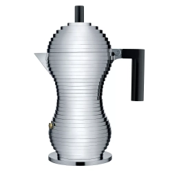 Alessi - Алюминиевая турка кофеварка Pulcina на 6 чашек. черная ручка / артикул   MDL02/6 B  / GTIN 8003299388097
