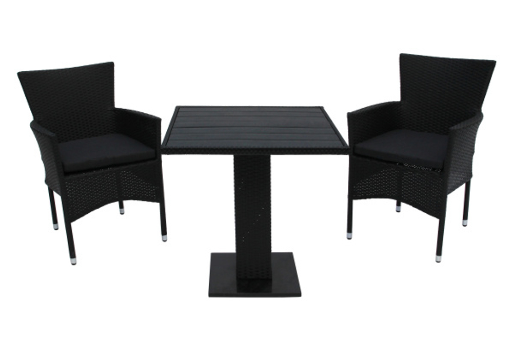 Набор мебели Garden Story Аскер мини 4 уп.(2 Стул Garden Storyа Аскер с под.+стол 70см 2 уп., каркас черн, ротанг черн.)