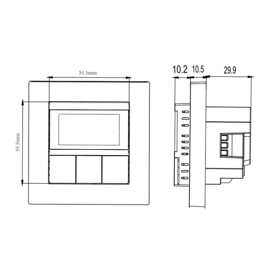 Термостат с датчиком пола,  программируемый,  16 A,  55*55 мм.черный,  клавиши настройки