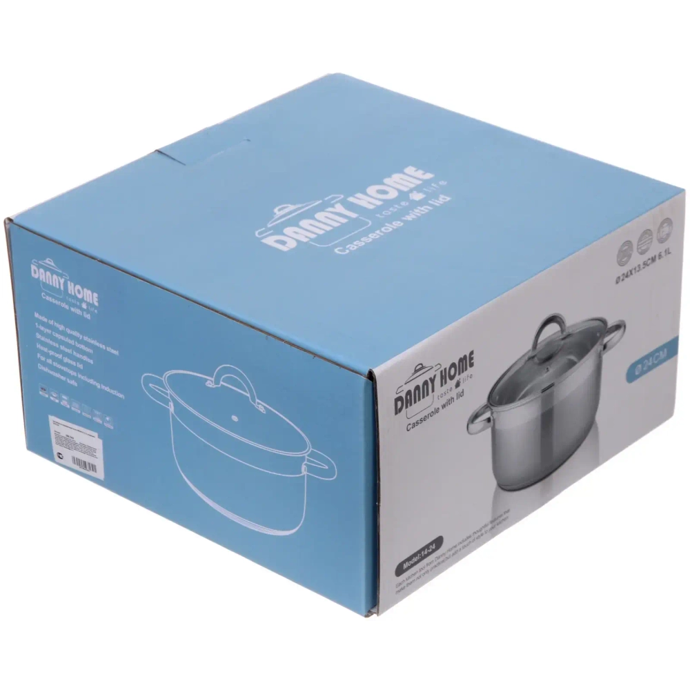 Кастрюля из нержавеющей стали MONICA 6,1л, индукция, DH14-24