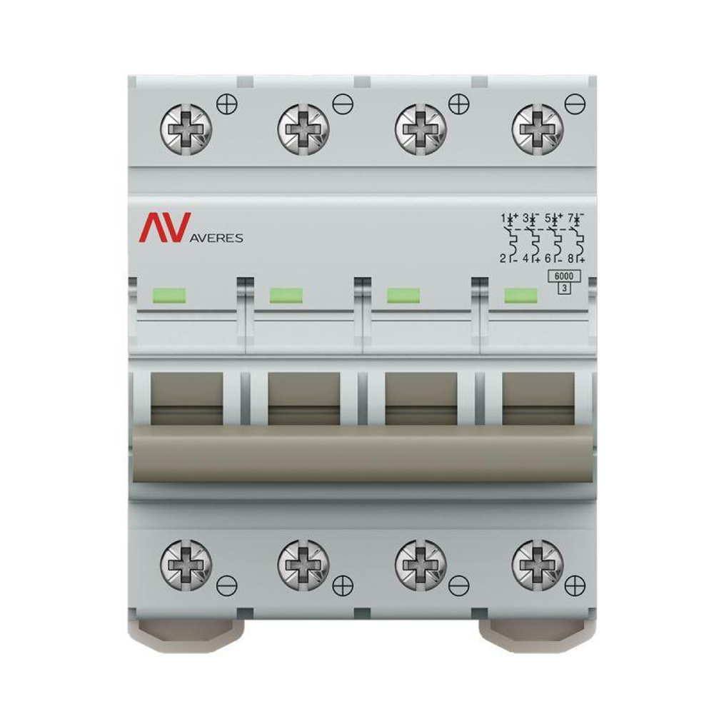 Выключатель автоматический модульный 4п C 4А 6кА AV-6 AVERES EKF mcb6-DC-4-04C-av