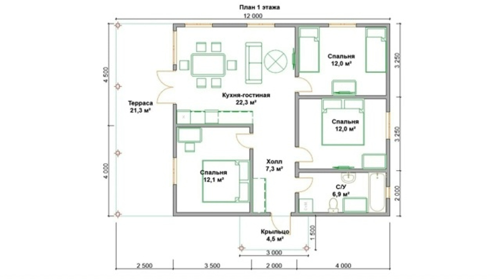 Проект Дома 75 кв. м К-45