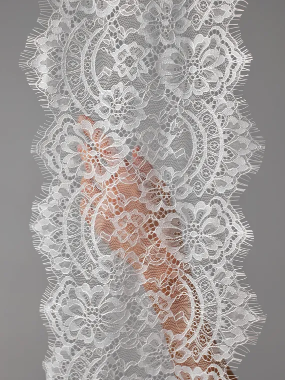 01-39 Кружево шантильи 19-22 см, айвори