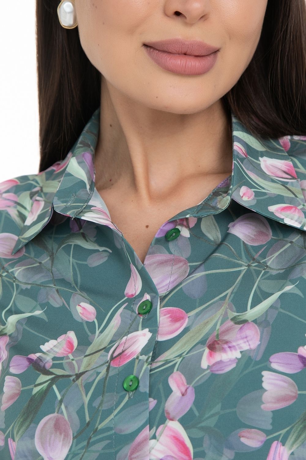 Рубашка Жаклин (тюльпаны, грин) Diolche