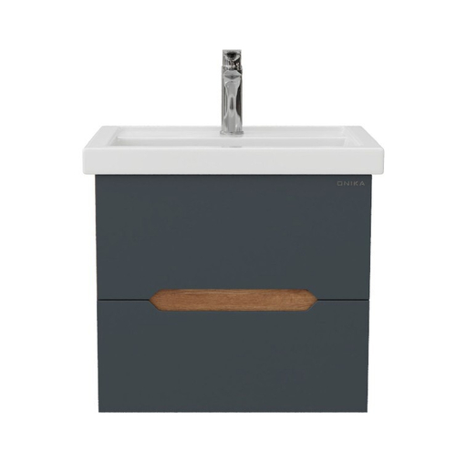 Тумба Onika Айленд 60 подвесная, графит/дуб крафт золотой + ум. Фостер-60 106163