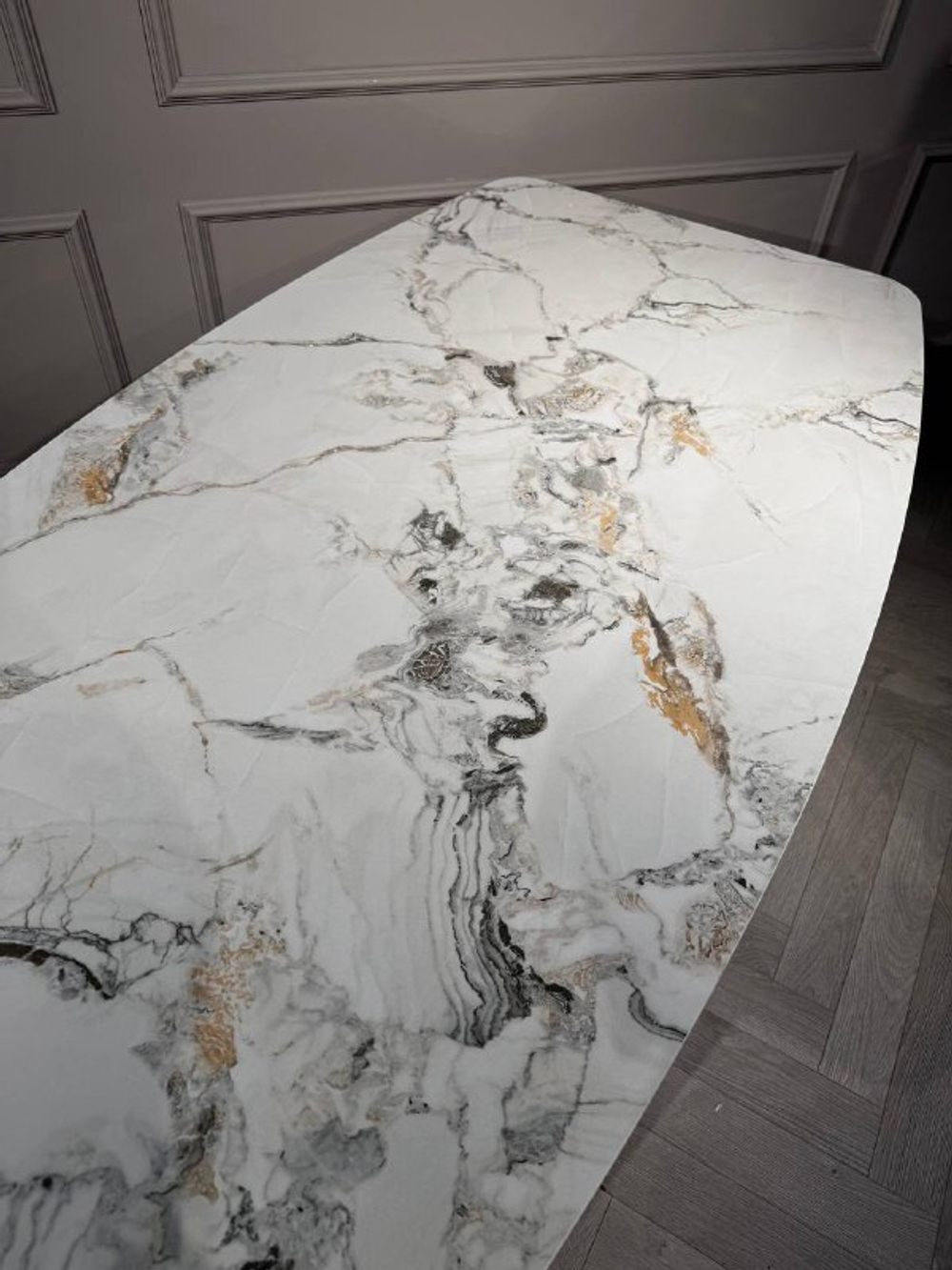 Стол обеденный Ist Casa Соар-2, 160х90х76 см, серо-золотая керамика, золото