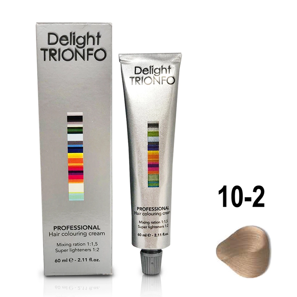 10-2 крем-краска стойкая для волос, светлый блондин пепельный / Delight TRIONFO 60 мл