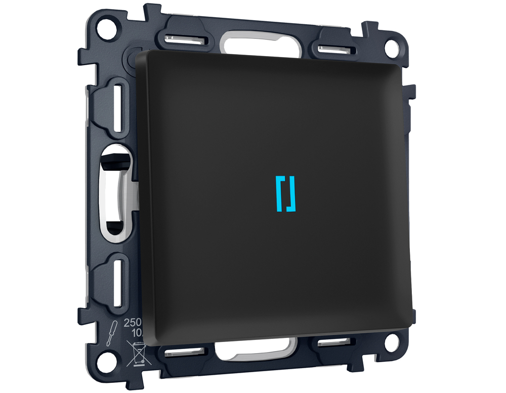 MA802020 Комплект механизма 1-кл выключателя с подсветкой 10000K ALFA Черный матовый QUANT (AP8020, VM101, G17B)