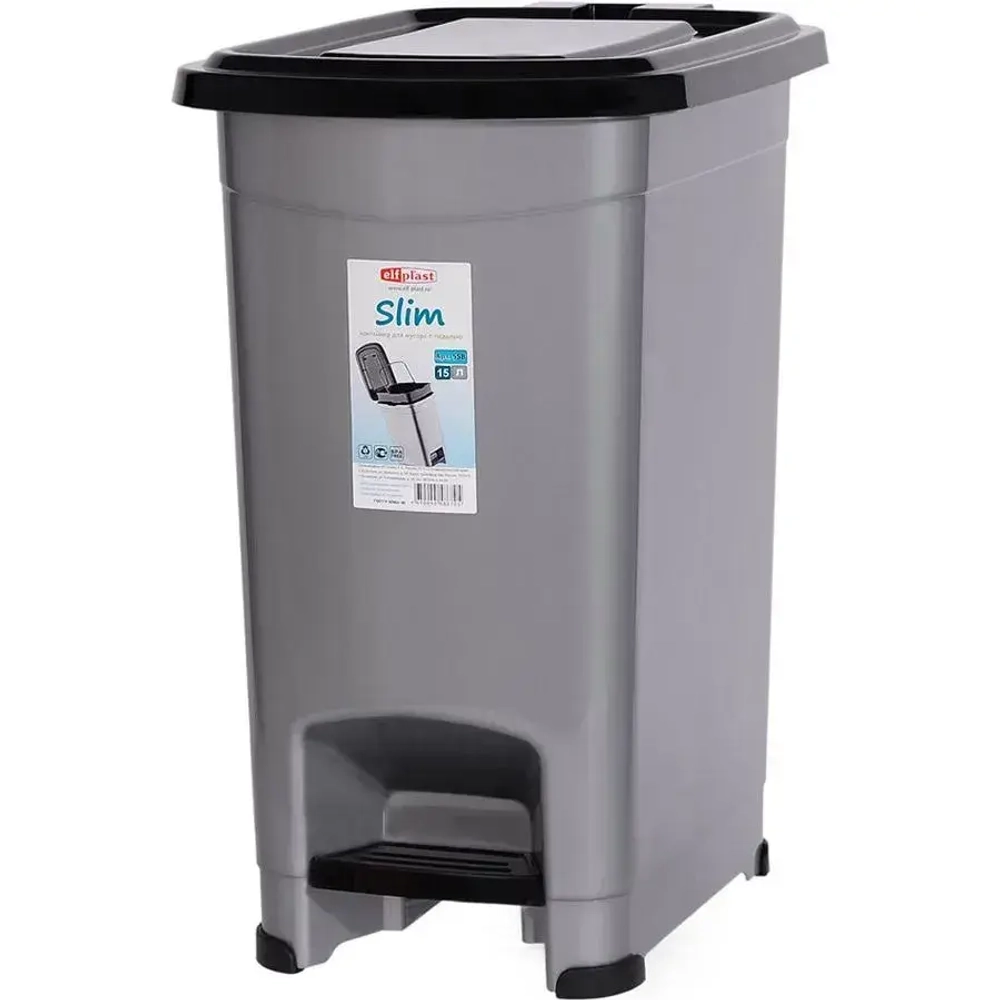 Контейнер для мусора с педалью Slim 15 л