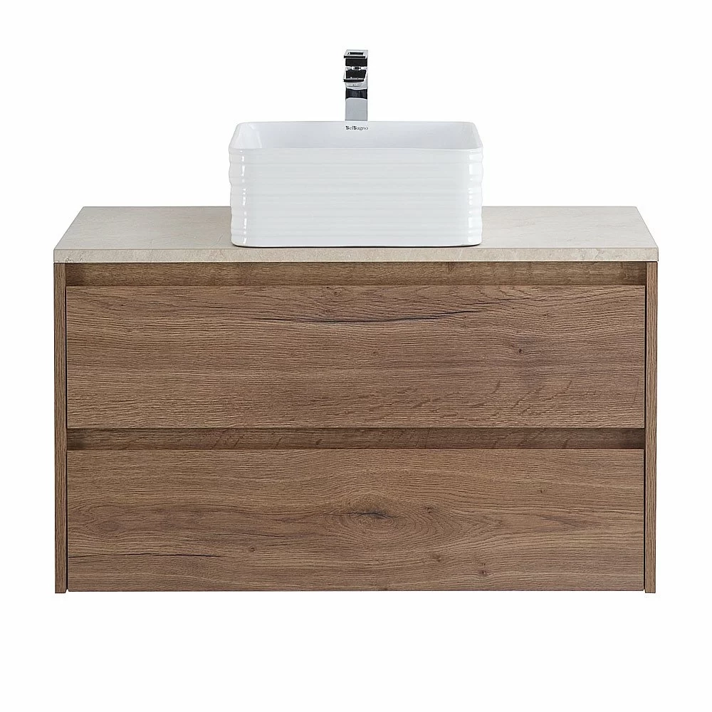 Тумба с раковиной и столешницей BelBagno KRAFT 100 Rovere Tabacco