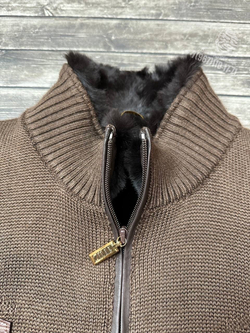 Бомбер с мехом Zilli со вставками кожи крокодила