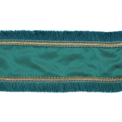 Лента 5м Goodwiil Satin Fringed Edges Ribbon зеленый-золотой