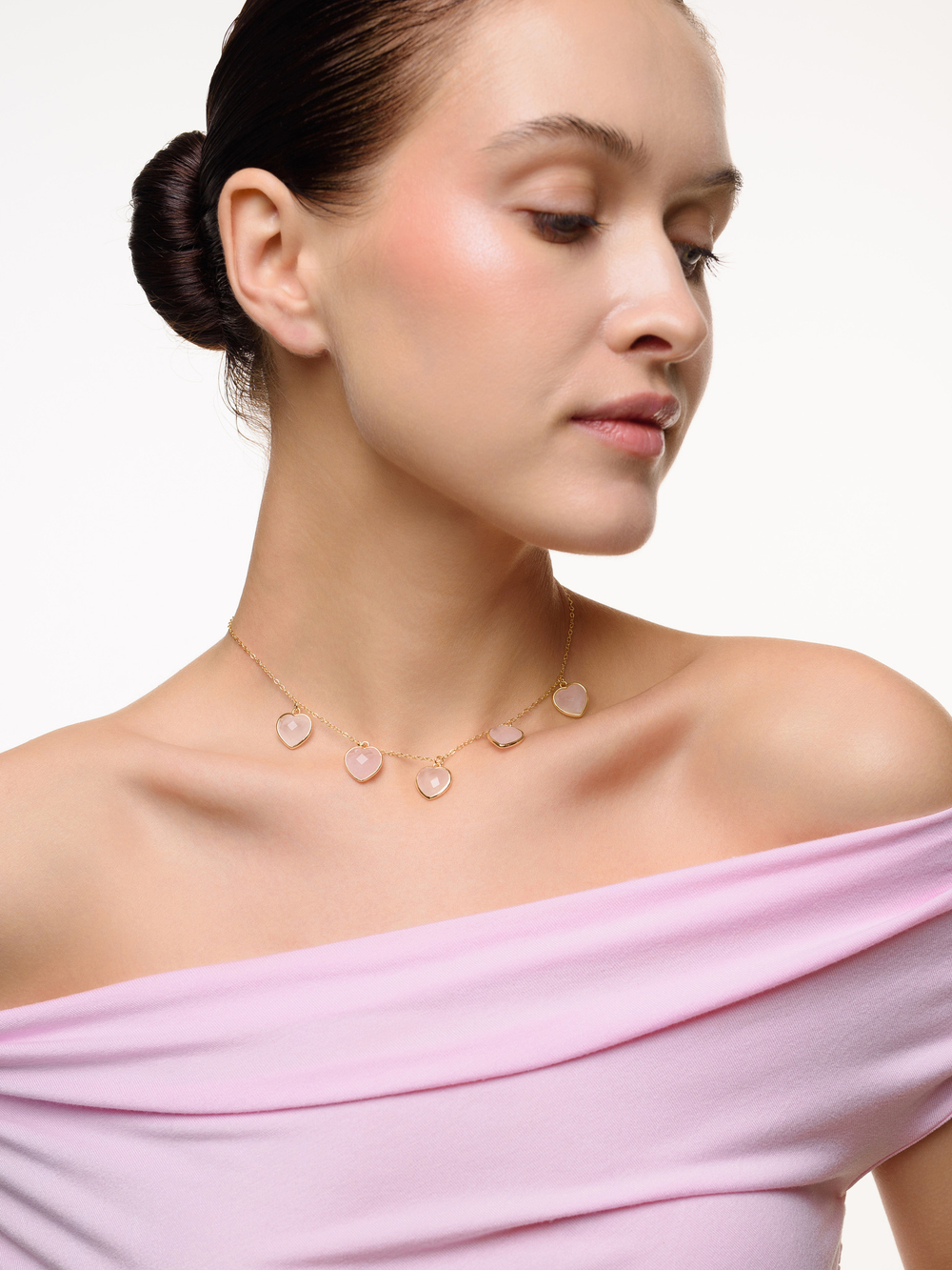 Чокер "Amour" с розовым кварцем Gold