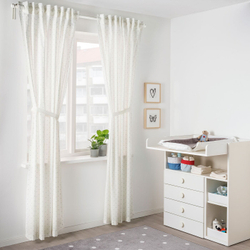 IKEA LEN  (ИКЕА ЛЕН)  -  Штора на завязках, 2 шт, точки/белый, 120x300 см