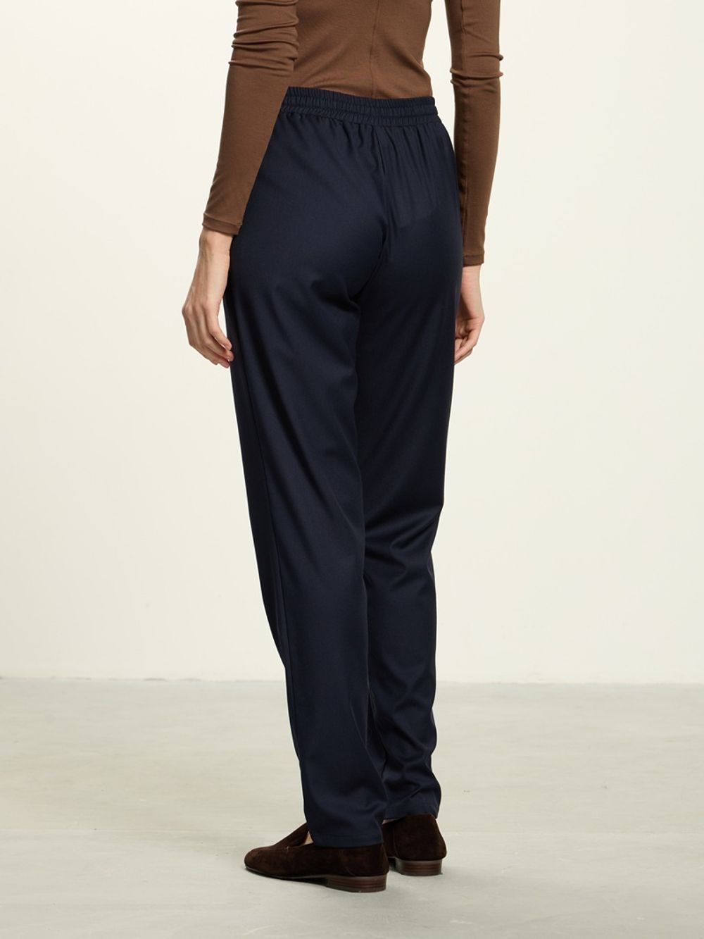 Брюки Чинос на резинке синие смесовая шерсть