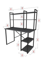 Стол письменный с настольной полкой 120х60 - антрацит