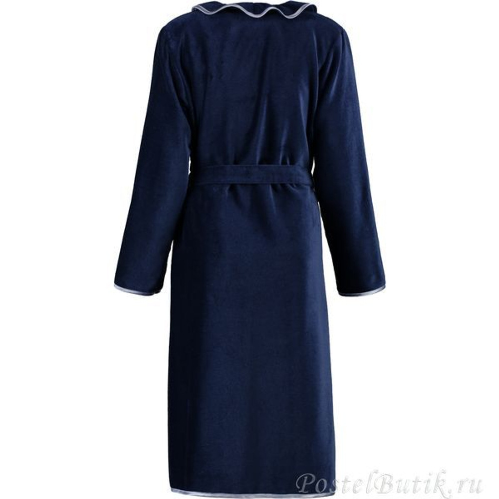 Велюровый халат с воротником 4318 синий от Cawö Германия