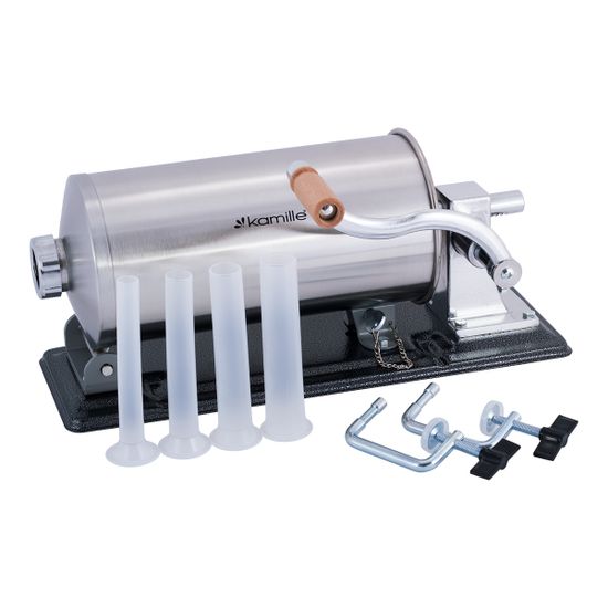 Шприц для колбас 5,5 кг. Kamille KM-6507 из нержавеющей стали с силиконовыми насадками